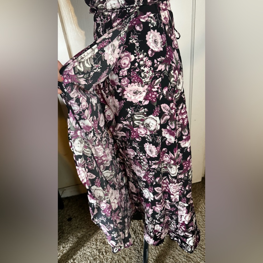 Free Press Floral Wrap Dress Flowy Lorelei Gilmore Girls romantic feminine maxi - Picture 5 of 13